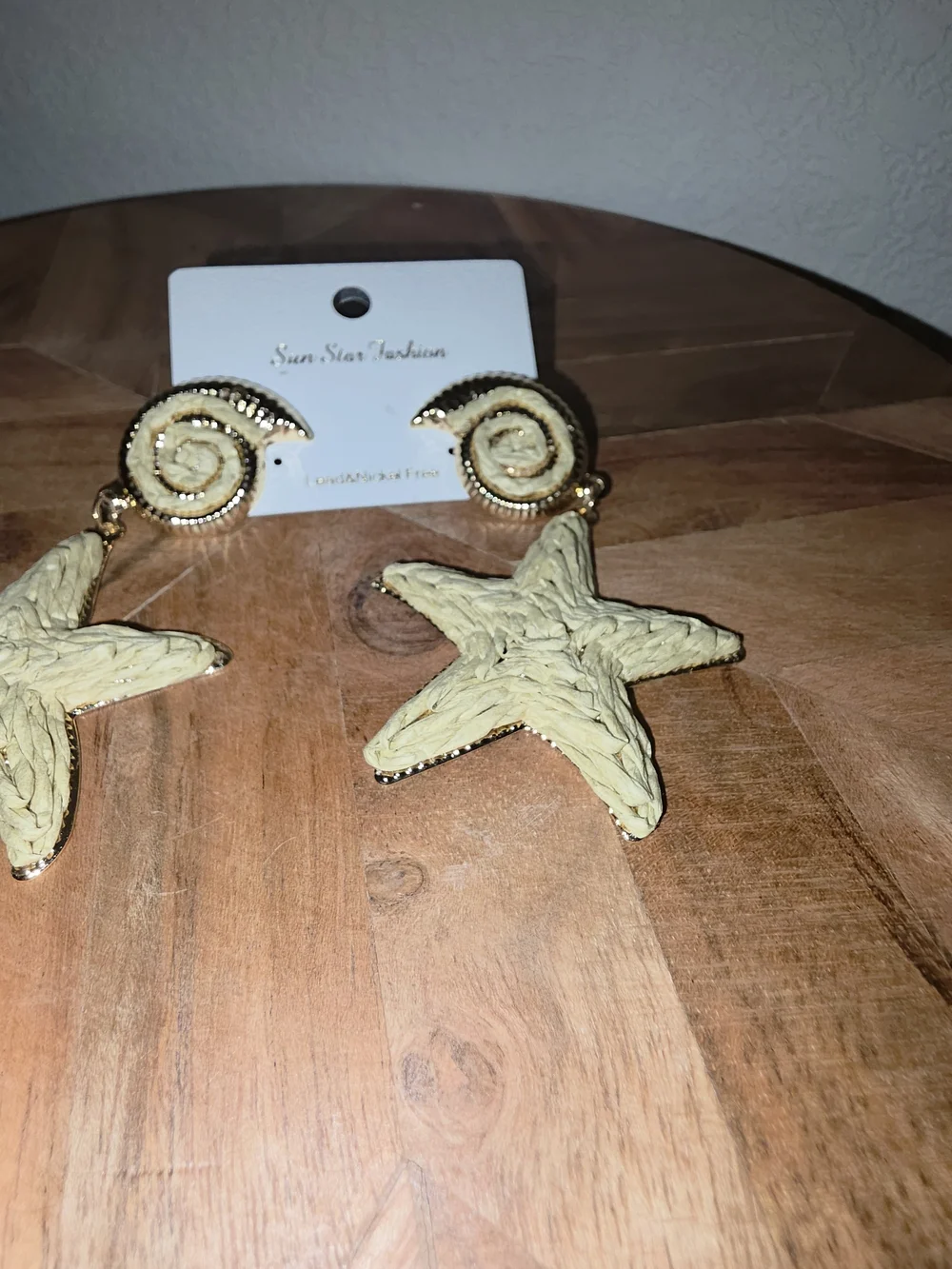 Rafia Star & Seashell Statement Drop Earrings In Natural With Gold-Tone Accents
